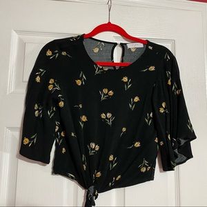 Black Blouse with yellow flowers